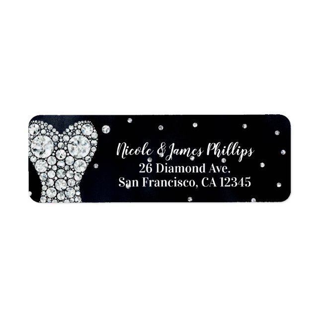 Diamond Wedding Dress Modern Blue Bridal Shower Label (Front)