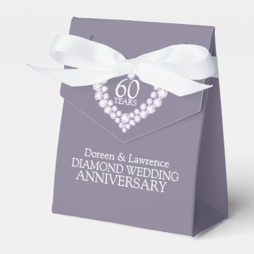 Diamond wedding heart 60 years thank you favor box