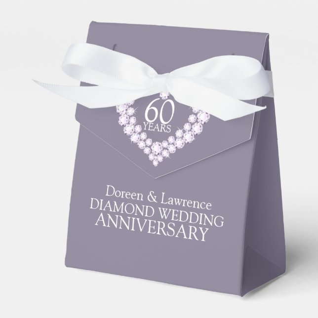 Diamond wedding heart 60 years thank you favor box (Front Side)