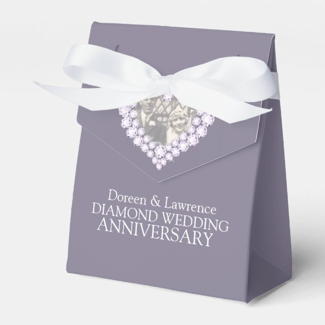 Diamond wedding heart photo thank you favor box (Front Side)