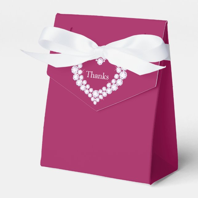 Diamond wedding heart thank you red favor box (Front Side)