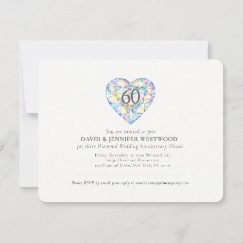 Diamond wedding love so strong heart watercolor in invitation