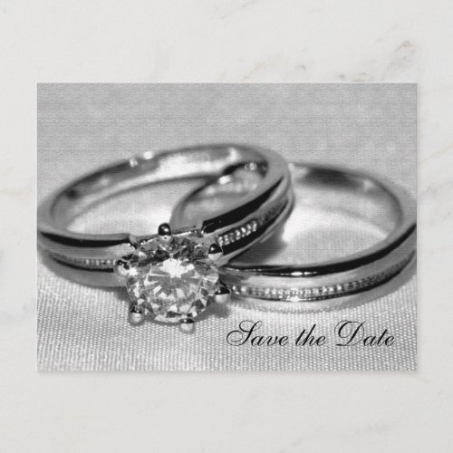Diamond Wedding Ring Set Save the Date Announcement Postcard