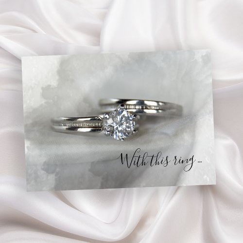 Diamond Wedding Rings on Gray Marriage Invitation