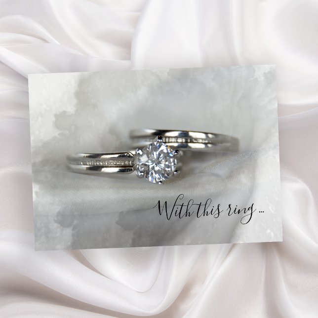 Diamond Wedding Rings on Gray Marriage Invitation (Creator Uploaded)