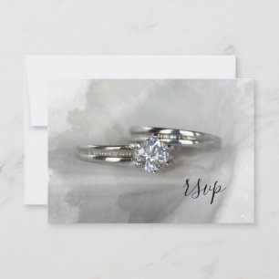 Diamond Wedding Rings on Gray RSVP Card