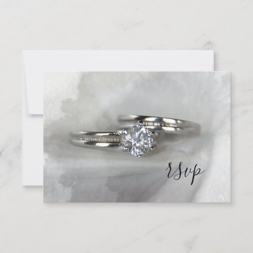 Diamond Wedding Rings on Gray RSVP Card