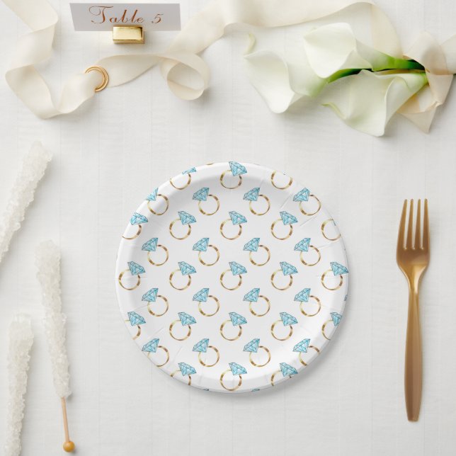 Diamond Wedding Rings Pattern Paper Plates (Wedding)