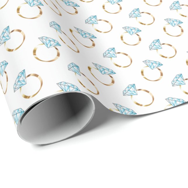 Diamond Wedding Rings Wrapping Paper (Roll Corner)