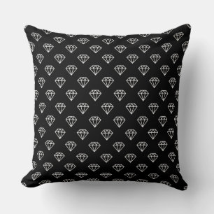 Diamond - White on Black Throw Pillow
