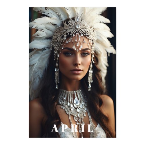  DIAMOND Women AP53 Boho APRIL BIRTHDAY Photo Print