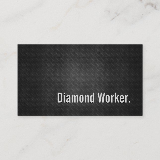 Diamond Worker Cool Black Metal Simplicity Business Card (Front)