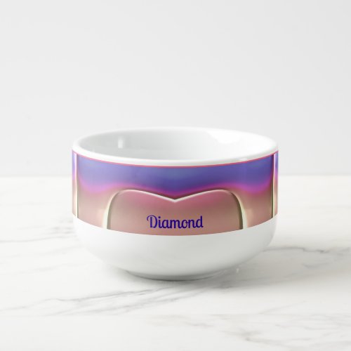 DIAMOND  Wow Apricot Blue Pink Cute Soup Mug