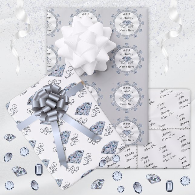 Diamond Wrapping Paper. Any YEAR or OCCASION Paper Sheets (Creator Uploaded)
