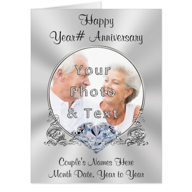 Diamond Years Personalized GIANT Anniversary Cards (Front)
