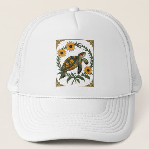 Diamondback Terrapin And Black Eyed Susan Flowers Trucker Hat
