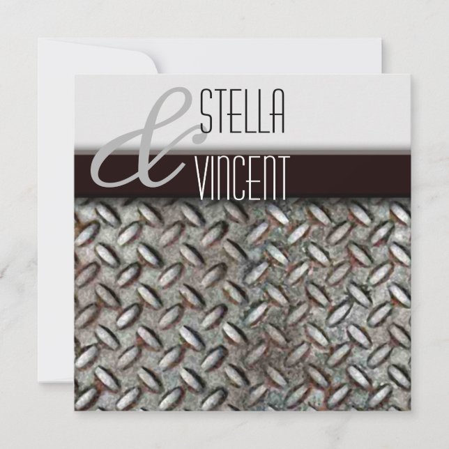 Diamondplate Industrial Wedding Invitation (Front)