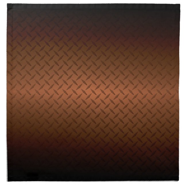 Diamondplate Look Pattern  Black to Copper Fade Cloth Napkin (Front)