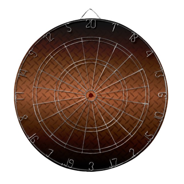 Diamondplate Look Pattern  Black to Copper Fade Dart Board (Front)