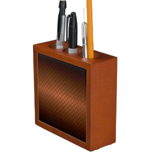 Diamondplate Look Pattern Black to Copper Fade Desk Organizer