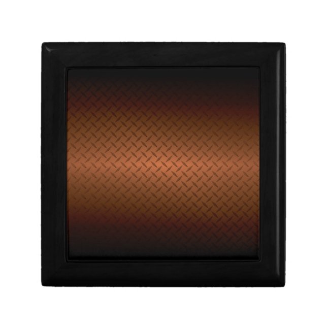 Diamondplate Look Pattern  Black to Copper Fade Keepsake Box (Front)