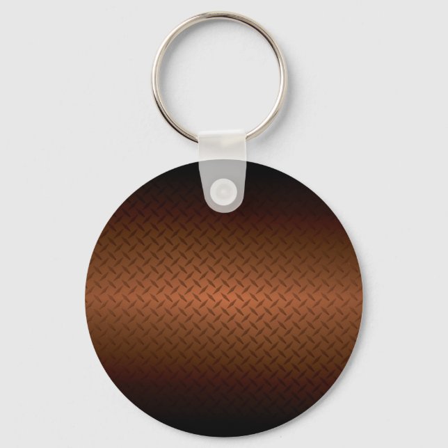 Diamondplate Look Pattern  Black to Copper Fade Keychain (Front)