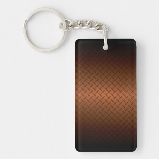 Diamondplate Look Pattern  Black to Copper Fade Keychain (Front)