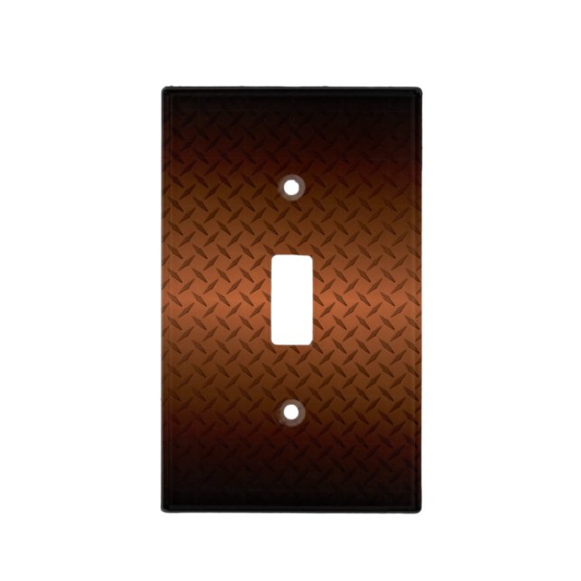 Diamondplate Look Pattern Black to Copper Fade Light Switch Cover (Front)