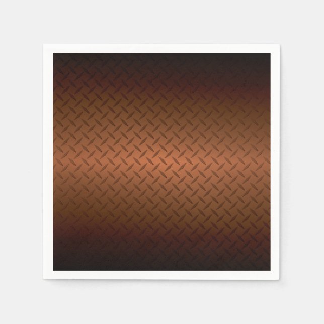 Diamondplate Look Pattern Black to Copper Fade Paper Napkins (Front)