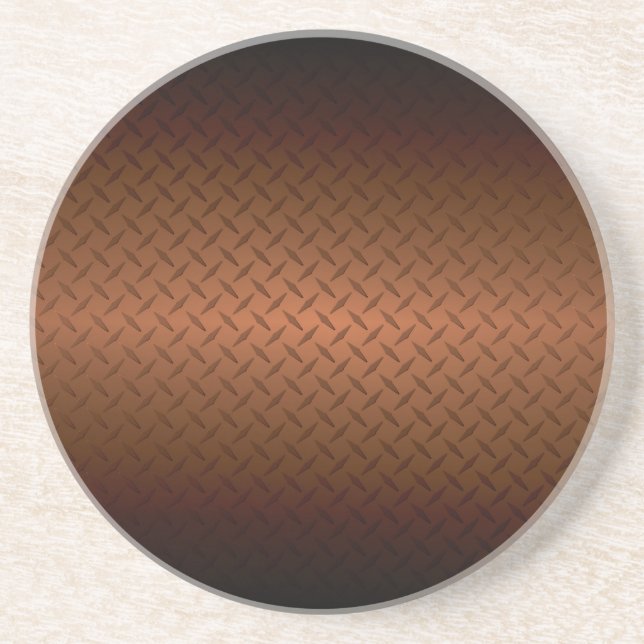Diamondplate Look Pattern  Black to Copper Fade Sandstone Coaster (Front)