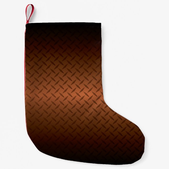 Diamondplate Look Pattern  Black to Copper Fade Small Christmas Stocking (Front)