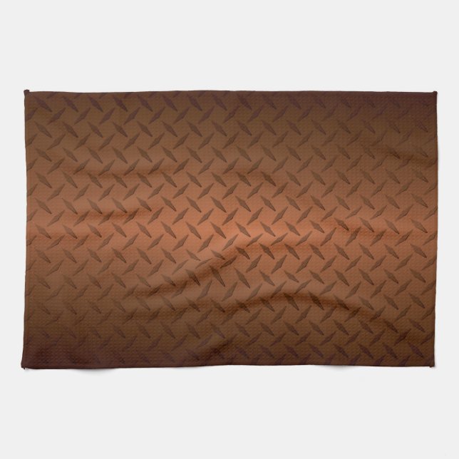 Diamondplate Look Pattern  Black to Copper Fade Towel (Horizontal)