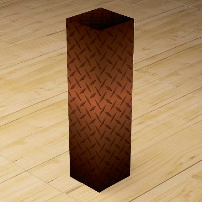 Diamondplate Look Pattern Black to Copper Fade Wine Box (Front)