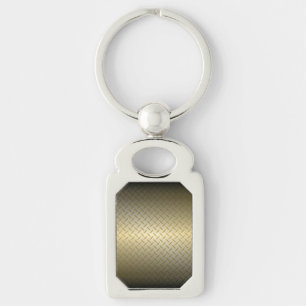 Diamondplate Pattern with Black to Gold Fade Keychain