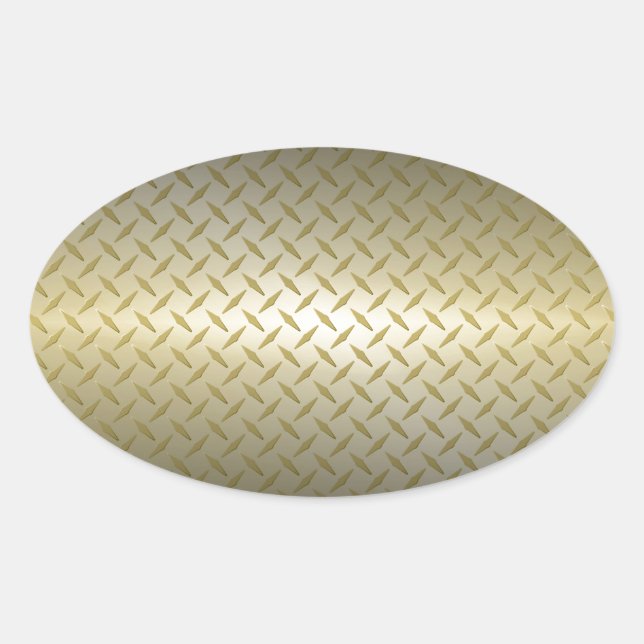 Diamondplate Pattern with Black to Gold Fade Oval Sticker (Front)