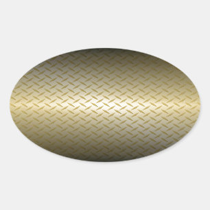 Diamondplate Pattern with Black to Gold Fade Oval Sticker