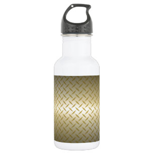 Diamondplate Pattern with Black to Gold Fade Stainless Steel Water Bottle