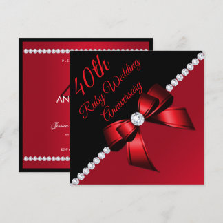 Diamonds 4oth Ruby Wedding Anniversary Invitation