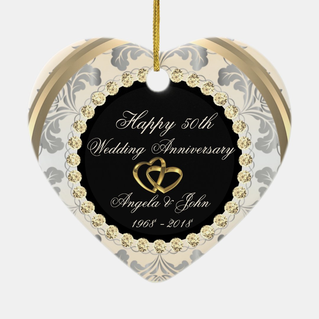 Diamonds 50th Wedding Anniversary Ceramic Ornament | Zazzle