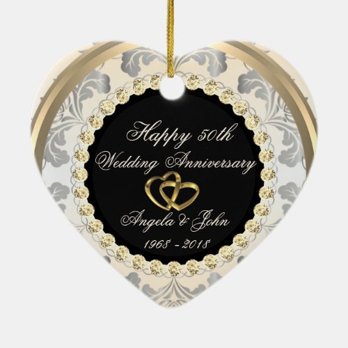 Diamonds 50th Wedding Anniversary Ceramic Ornament