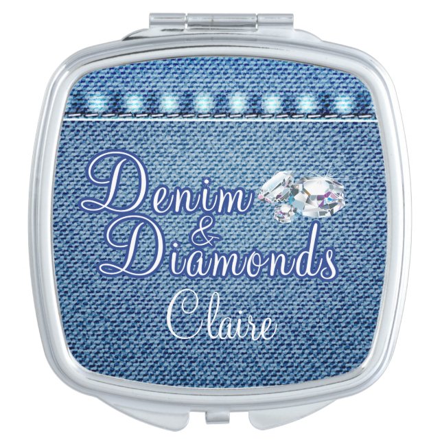 Diamonds and Denim Makeup Mirror (Front)