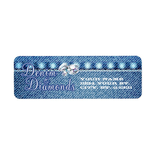 Diamonds and Denim Party Address Labels (Front)