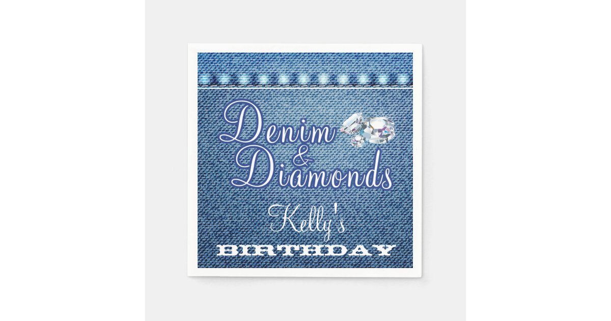 Diamonds And Denim Party Custom Napkins Zazzle Com