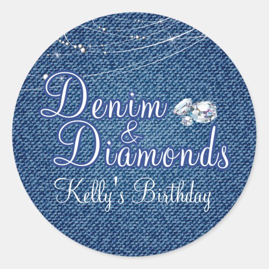 Diamonds And Denim Party Stickers Zazzle Com