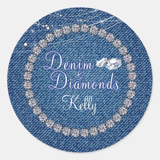 Diamonds and Denim Party Stickers | Zazzle.com