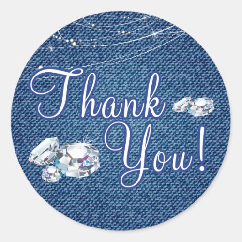 Diamonds and Denim Thank You Stickers