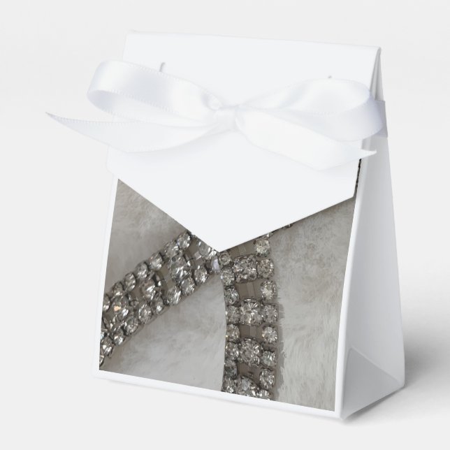 Diamonds and Faux Fur Favor Box (Front Side)