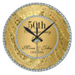 Diamonds And Gold 50th Wedding Anniversary Large Clock Diamonds And Gold 50th Wedding Anniversary Large Clock