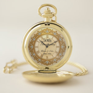 Diamonds And Gold 50th Wedding Anniversary Pocket Watch