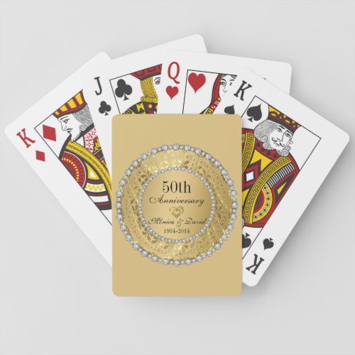 Diamonds And Gold 50th Wedding Anniversary Poker Cards